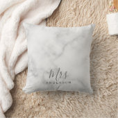 Coussin M. et Mme. | Élégant Marbre blanc Script moderne (Couverture)