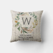 Coussin M. et Mme Eucalyptus Greenery Monogram Mariage (Verso)