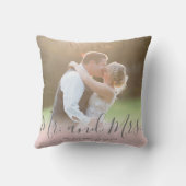 Coussin M. et Mme faits sur commande Pink Grey Script (Verso)