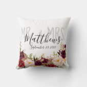 Coussin M. et Mme floraux Wedding Keepsake de Bourgogne (Verso)