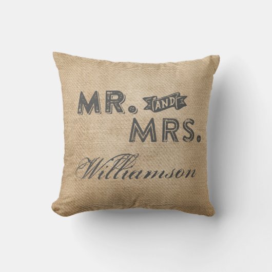Coussin M. et Mme Forever de toile de jute et toujours (Recto)
