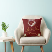 Coussin M et Mme Logo Monogramme Floral Bourgogne Or (Chaise)
