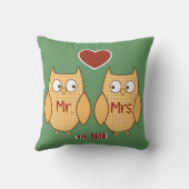 Coussin M. et Mme mignons Owl Personalized d'amusement (Verso)