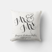 Coussin M. et Mme modernes blancs noirs Monogram Wedding (Recto)