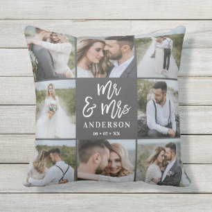 Coussin M. et Mme Multi-photo mariage cadeau familial