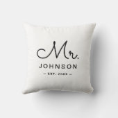 Coussin M. et Mme Nom de Famille Personnalisé (Verso)