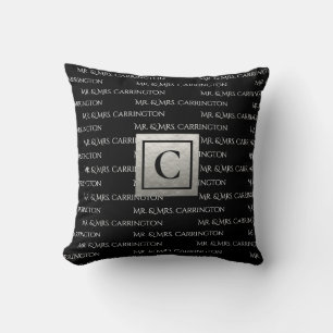 Coussin M. Et Mme Nom Monogram Black White