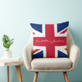 Coussin M. et Mme Nom personnalisé Drapeau britannique rou (Chaise)