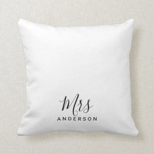 Coussin M. et Mme.  Script moderne noir et blanc