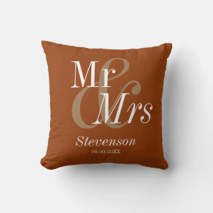 Coussin M. et Mme Terracotta Modern Mariage Cadeau