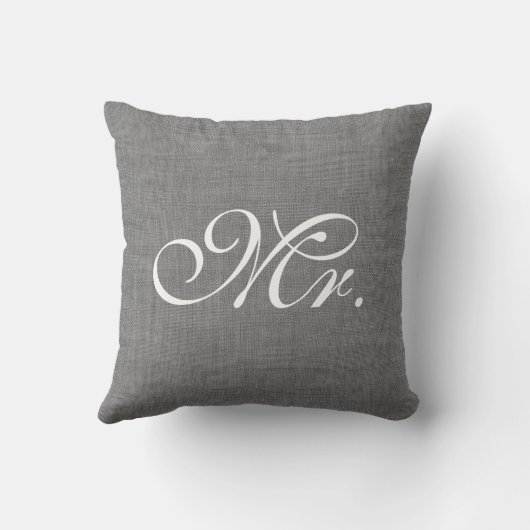 Coussin M. gris Pillow de toile de jute (Verso)