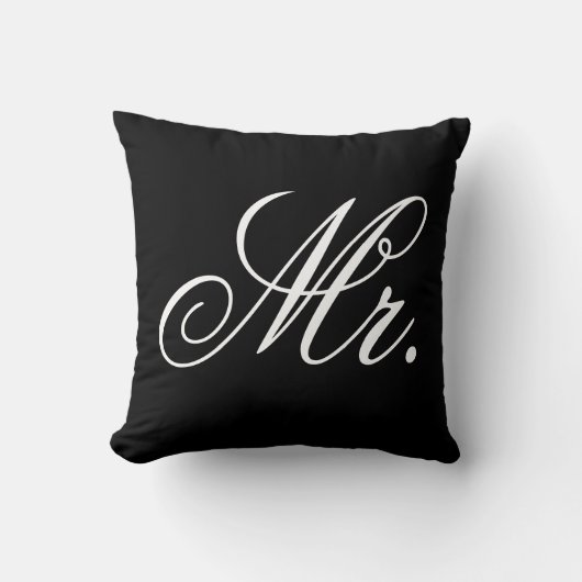 Coussin M. jeune marié typographie noir et blanc (Recto)
