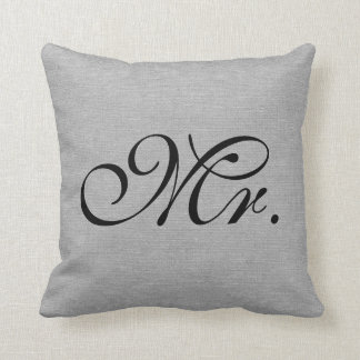 Coussin M. jut initial chic rustique de toile gris