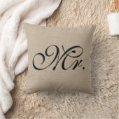 Coussin M. jute initial chic rustique de toile de jute de (Couverture)