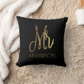 Coussin M. M. Gold Look Typography Ajouter un nom (Couverture)