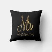 Coussin M. M. Gold Look Typography Ajouter un nom (Verso)