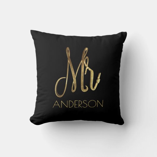 Coussin M. M. Gold Look Typography Ajouter un nom (Recto)