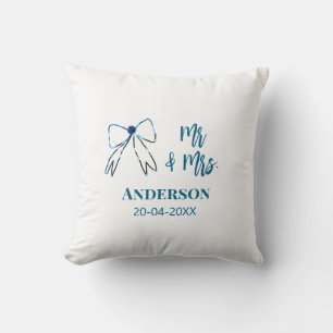 Coussin M & Mme ajoutent nom date cadeau de mariage nœud b