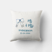 Coussin M & Mme ajoutez nom date mariage faveur noeud bleu (Verso)
