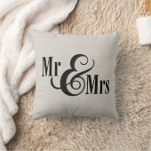 Coussin "M. & Mme" avec nom de famille et date de l'Est (Couverture)