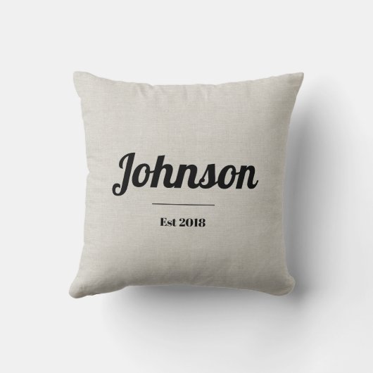 Coussin "M. & Mme" avec nom de famille et date de l'Est (Verso)