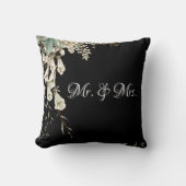Coussin M. & Mme Black Floral Script Mariage (Recto)
