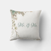 Coussin M. & Mme Greenery Script Floral Mariage élégant (Verso)