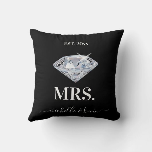 Coussin M. & Mme Mariage noir et blanc (Verso)