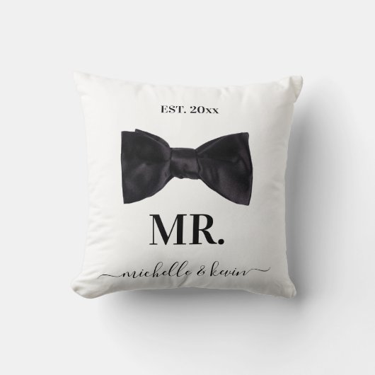 Coussin M. & Mme Mariage noir et blanc (Recto)
