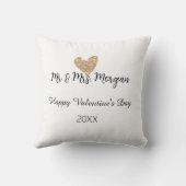 Coussin M & Mme nom joyeuse Saint-Valentin cœur en or (Verso)
