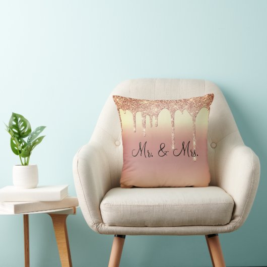 Coussin M. & Mme Parties scintillant Mariage Keepsaké Élég (Chaise)
