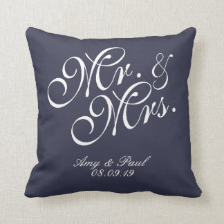 Coussin M&Mme.Personnalisé bleu