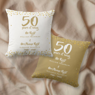 Coussin M. Mme Right Fun Golden 50th Mariage Anniversary