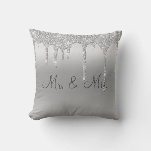 Coussin M. & Mme Silver Parties scintillant Mariage Keepsa (Recto)