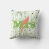 Coussin M. Mme Spring Green et Coral Birch Tree Bird (Verso)