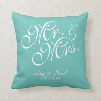 Coussin M&Mme Turquoise personnalisé