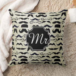 Coussin M. Mustache Hipster Motif