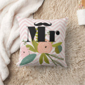 Coussin M. Mustache Pale Jaune Blanc Turquoise Zig Zag (Couverture)