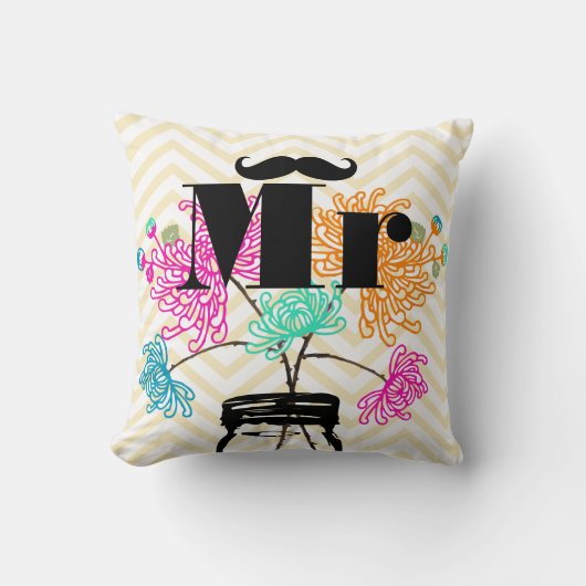 Coussin M. Mustache Pale Yellow Zig Zag Mason Jar (Recto)