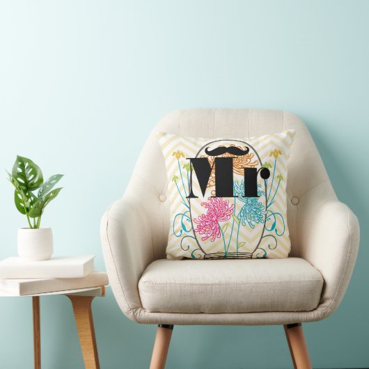 Coussin M. Mustache Pale Yellow Zig Zag Mason Jar (Chaise)