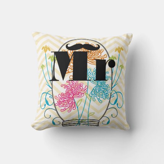 Coussin M. Mustache Pale Yellow Zig Zag Mason Jar (Recto)