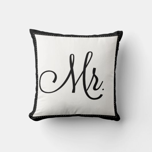 Coussin "M." noir et blanc coussin, personnalisé sur le do (Recto)