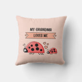 Coussin Ma grand-mère m'aime coccinelles bébé pêche (Verso)