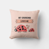 Coussin Ma grand-mère m'aime coccinelles bébé pêche (Recto)