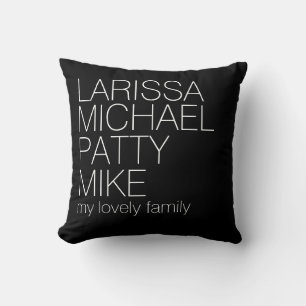 Coussin ma jolie famille, typographie