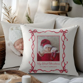 Coussin Ma première photo de bébé à Noël