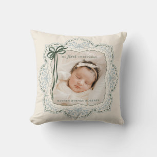 Coussin Ma première photo de Noël Vintage