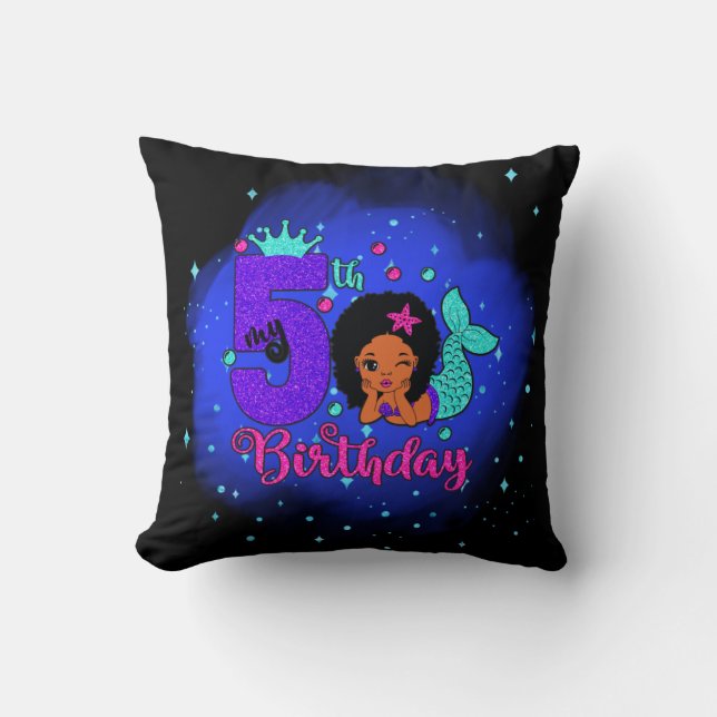Coussin Ma sirène du 5e anniversaire (Recto)