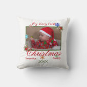Coussin Ma toute première photo de bébé de Noël personnali (Recto)