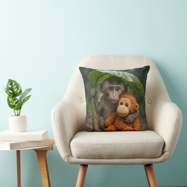 Coussin Macaque Monkey with Orange Orangutan (Chaise)